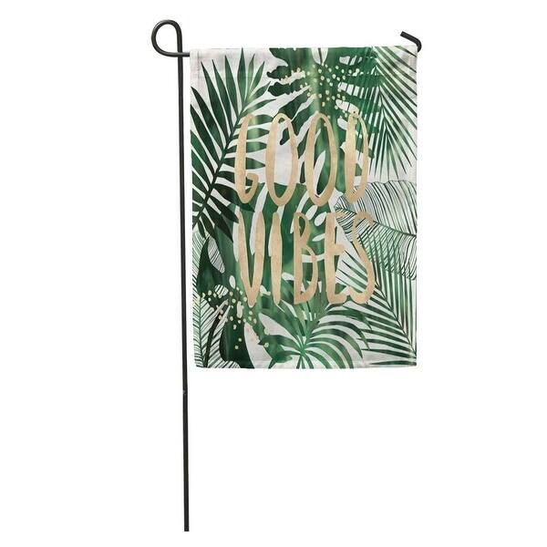 Shop Green Beach Good Vibes Quote Tropical Leaves Wall Collage