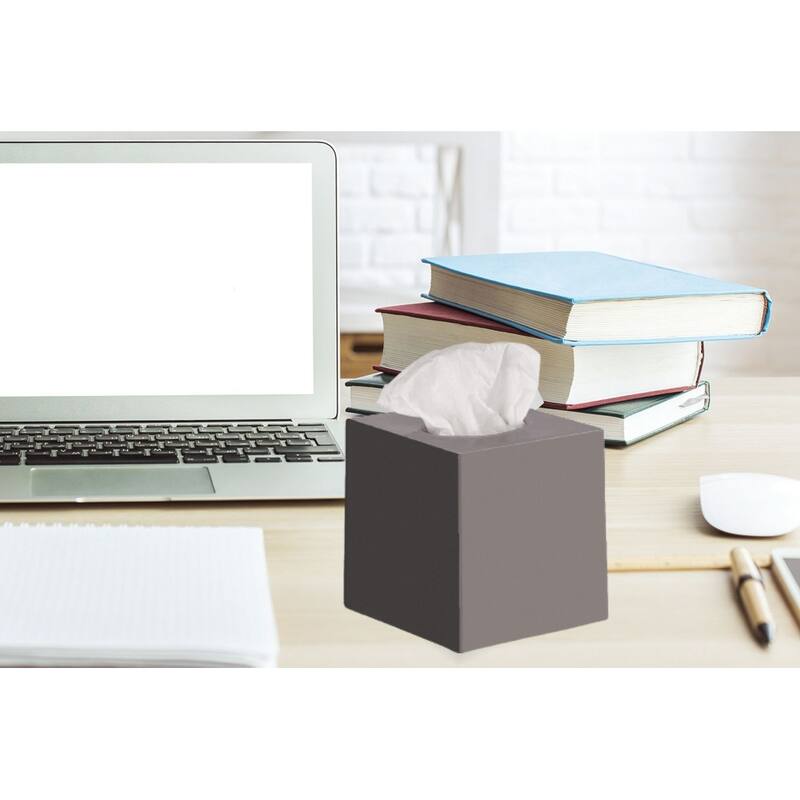 DWËLLZA HOME Square Gray Plastic Tissue Box Cover - Grey