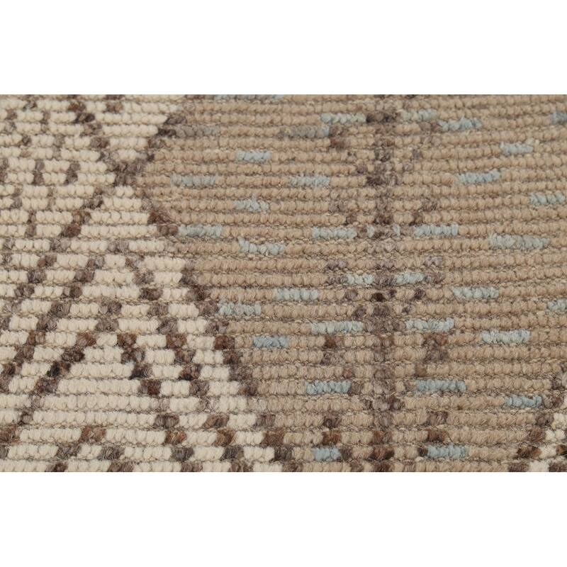 Geometric Moroccan Oriental Runner Rug Handmade Wool Carpet - 2'5"x 13'1"