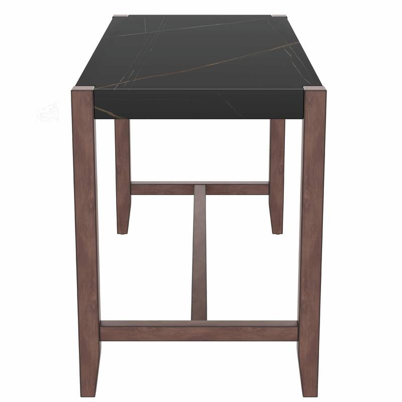 Space-Saving Dining Set - Marble Table & 4 Chairs