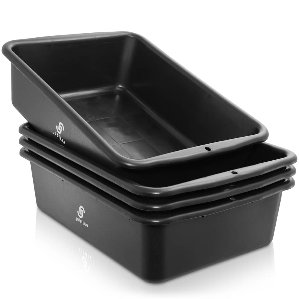 4Pk Commercial Bus Box Utility Tub Plastic Storage Dish Bin 20L - Black - 20 L