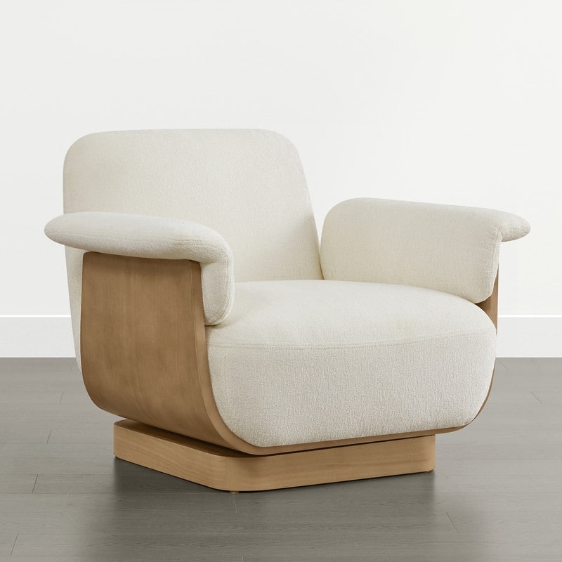 Spruce & Spring Modern Rounded Swivel Accent Chair & Storage Ottoman Set Living Room Set