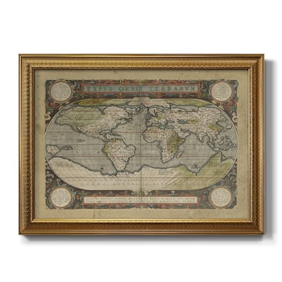 Embellished Antique World Map Premium Framed Canvas- Ready to Hang