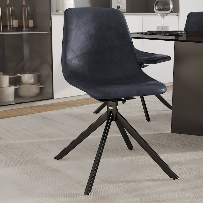 Markley Leather Dining Chair 360 Degree Swivel with Iron legs Modern Accent Side Chair