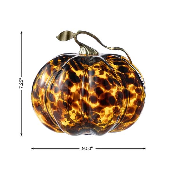 dimension image slide 0 of 6, Glitzhome Gold Handle Amber Dots Glass Pumpkin for Fall Thanksgiving Decorating