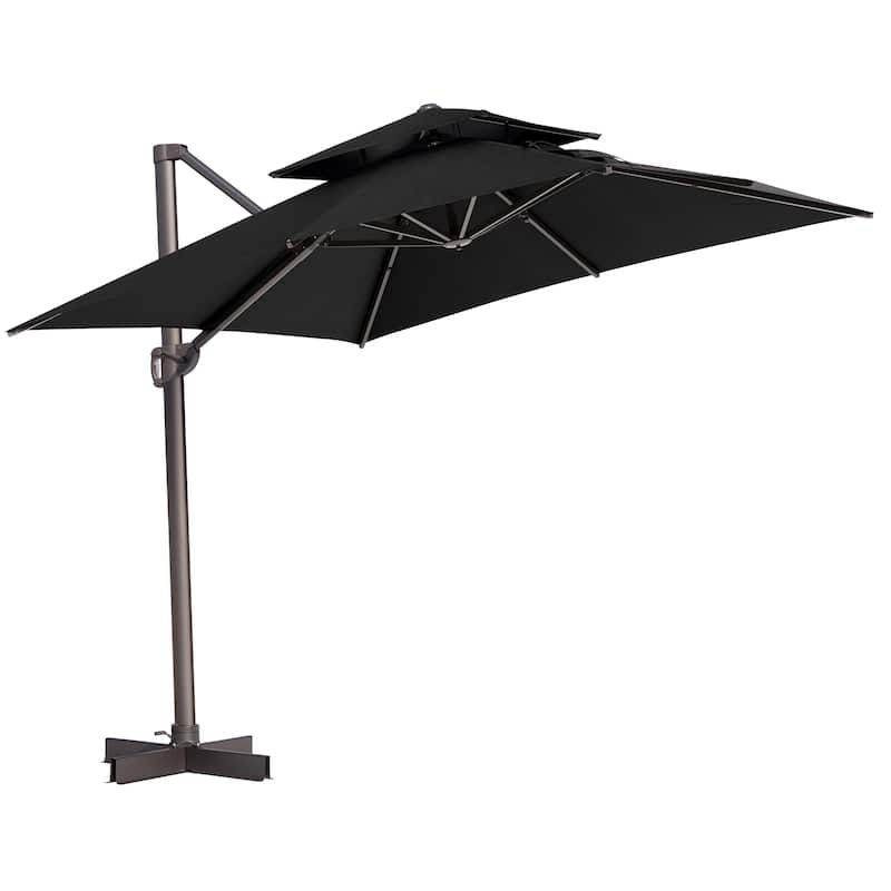 Outdoor 10ft Double Top Patio Cantilever Umbrella with Cross Base by Crestlive Products