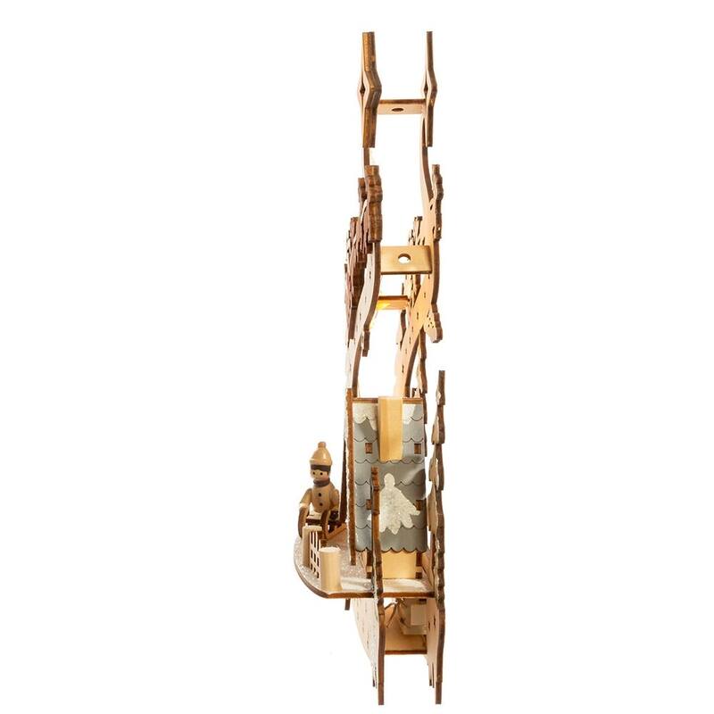 Kurt Adler 11.8-Inch Battery-Operated Light Up Wooden Christmas Village with Santa and Sleigh
