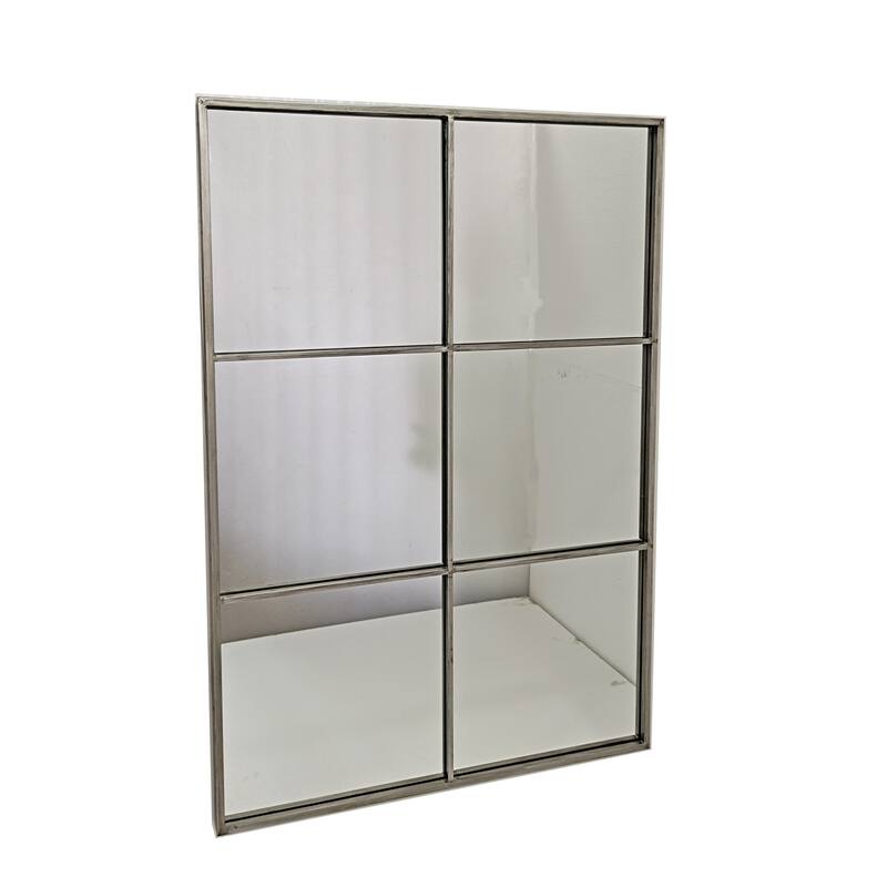 Metal Six Pane Mirror 31.5" x 46.5" - Grey - Small - Silver