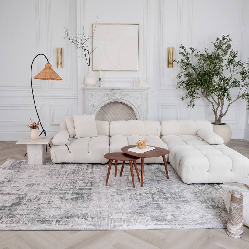 Rug Branch Atlas Boho Scandinavian Indoor Area Rug, Grey Beige