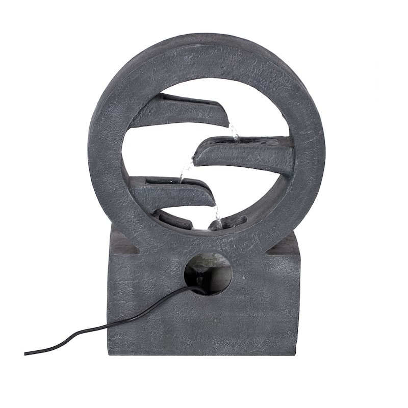 Christopher Knight Home - Modern 26.77"H Polyresin Outdoor Water Fountain with LED Light & Cascading Design