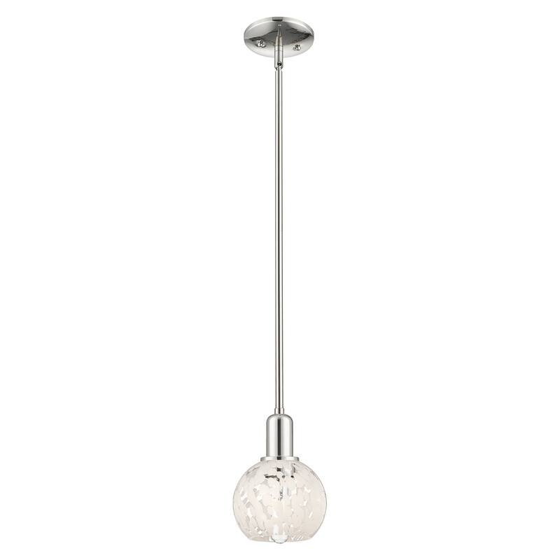 Innovations Lighting Endless Possibilities Arcadia - White Mouchette - 1 Light 6" Stem Hung Mini Pendant - Polished Nickel