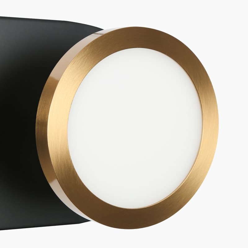 Modern 2-Light Black Gold LED Wall Sconces Bathroom Vanity Lights with Adjustable Shades - 11.8" L x 3.3" W x 4.3" H
