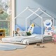 preview thumbnail 14 of 20, Twin Size Metal House Platform Bed with Twin Size Trundle White