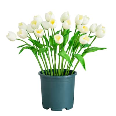 2-ft UV Resistant Artificial Tulip Plant (Indoor/Outdoor) - Green