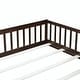 preview thumbnail 17 of 69, Queen Size Floor Bed with Fence, Door, Rubber Wood Frame & Safety Guardrails
