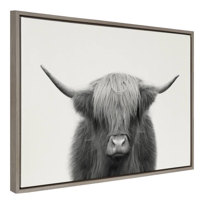 Kate and Laurel Highland Cow Frame Canvas by The Creative Bunch Studio