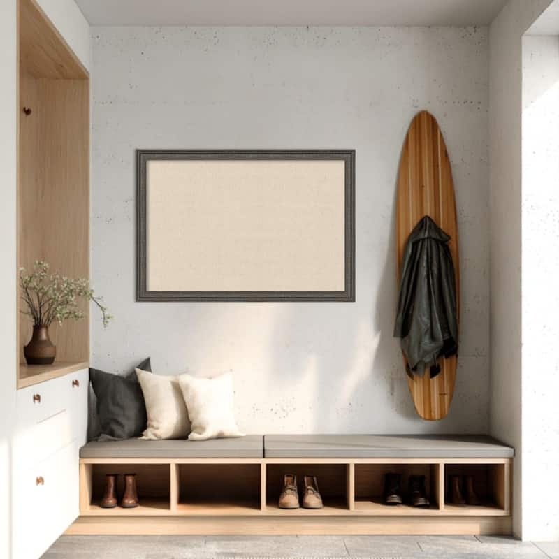 Amanti Art Framed Fabric Pinboard Natural Linen Printed Bulletin Board