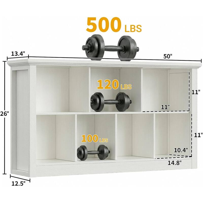 7/10 Cube Bookcase Organizer with Backpanel, 50" Wooden Storage Book Shelf for Living Room, Bedroom, Home Office, Kids Room