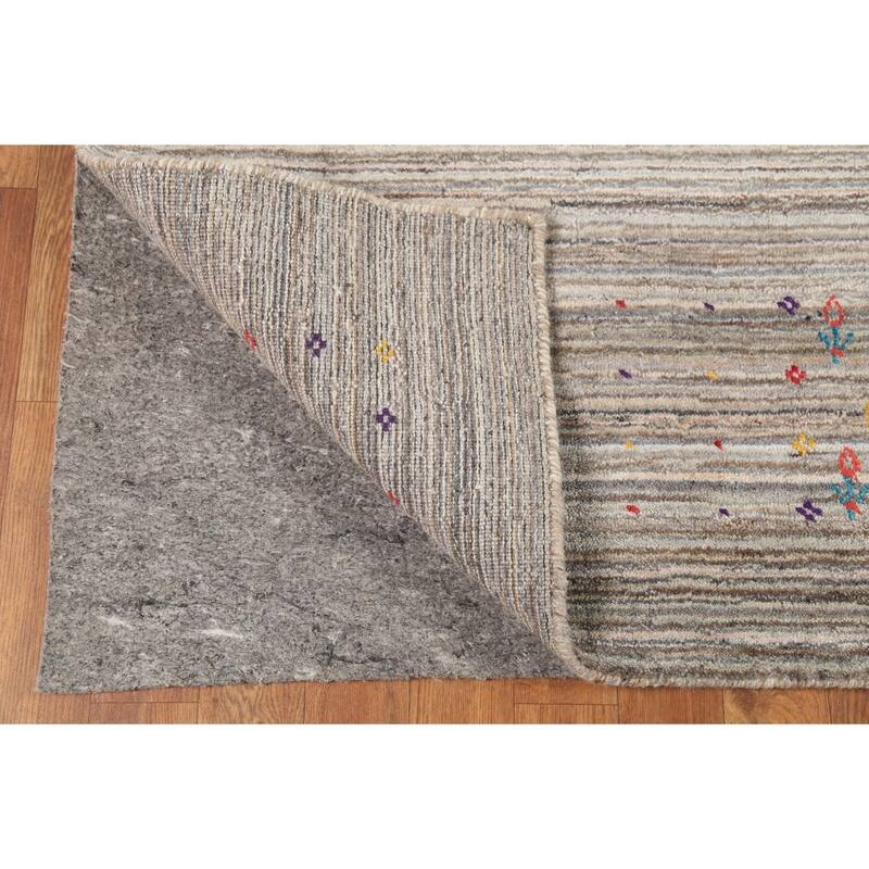 Striped Gabbeh Indian Area Rug Hand-Knotted Wool Carpet - 4'11"x 8'0"