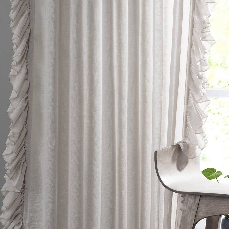 Exclusive Fabrics Faux Linen Ruffle Sheer Curtain (1 Panel)