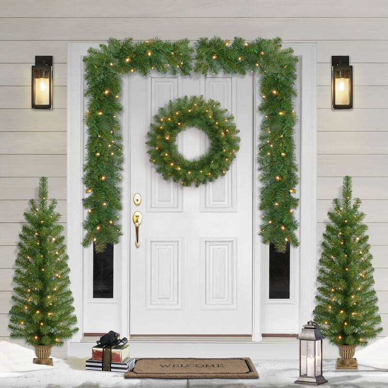 Puleo International 5-Piece Pre-Lit Artificial Christmas Decor Set