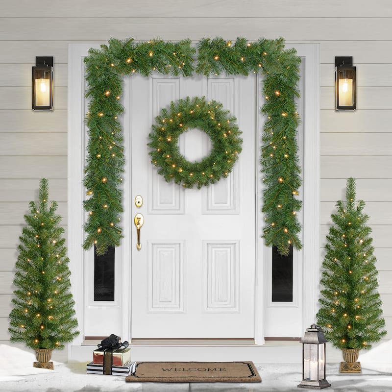 Puleo International 5-Piece Pre-Lit Artificial Christmas Decor Set - 4 Foot
