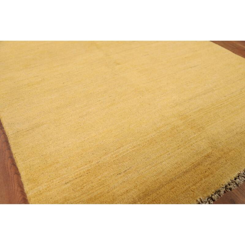 Yellow Gabbeh Oriental Runner Rug Hand-Knotted Wool Carpet - 3'4"x 6'8"