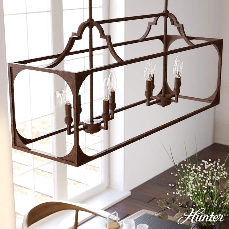 Hunter Highland Hill 8-Light Linear Chandelier - Dining Room Table - Farmhouse, Rustic