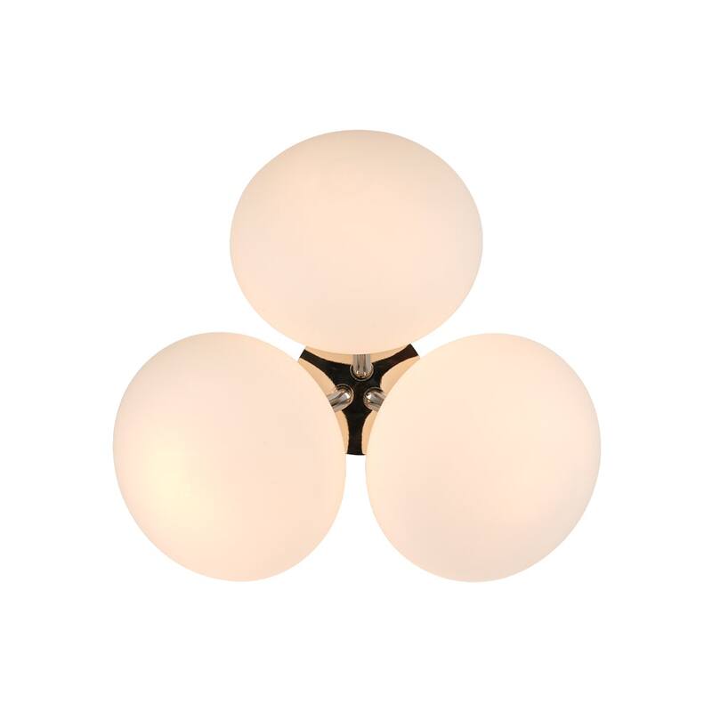 Mid-Century 3-Light Opal Glass Globe Semi Flush Ceiling Light