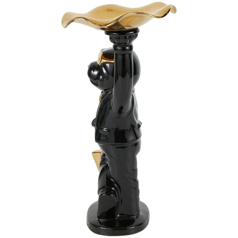 Black or White Ceramic Bulldog Sculpture with Gold Accents