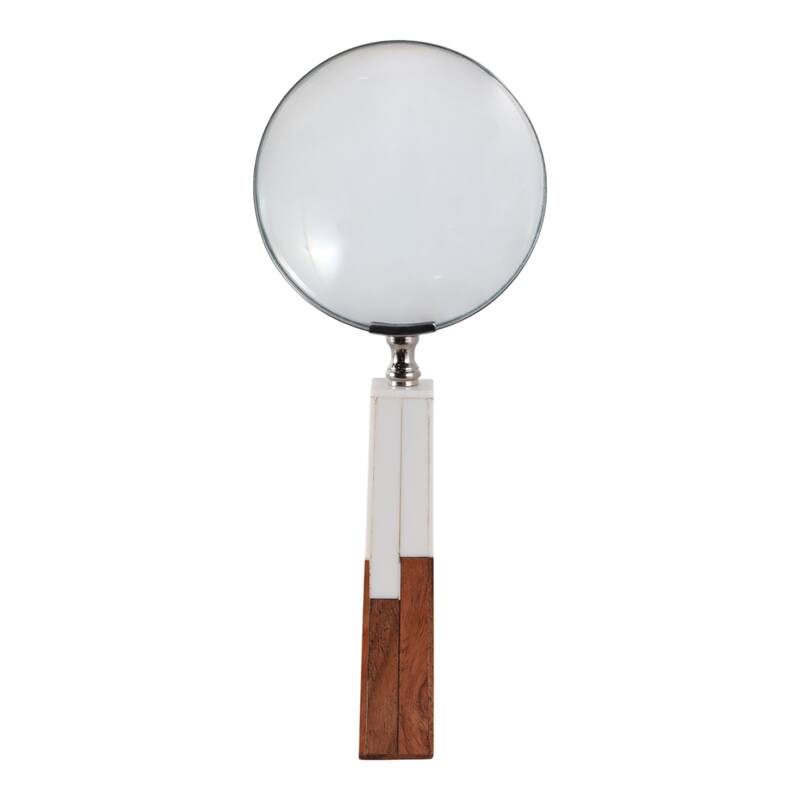 Resin Glass Decorative Object Magnifying Accent Home Decor - 10" White - 4" x 1" x 10"