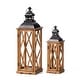 preview thumbnail 18 of 49, Glitzhome 2-Piece Oversize Farmhouse Wood/ Metal Hanging Candle Holders Decorative Lanterns