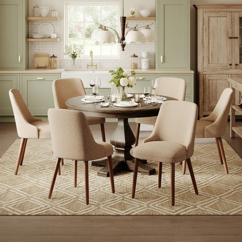 High Back Dining Chairs Upholstered Padded Kitchen Chairs Wood Legs for Restaurant Cafe