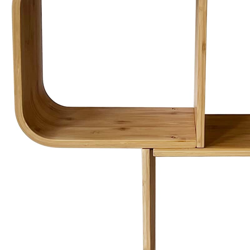 Furniture of America Blythe Contemporary Natural Bamboo 4-Tier S-shaped Design Display Bookshelf