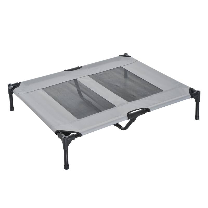 PawHut 36" x 30" Elevated Dog Cot Cooling Pet Bed With UV Protection Canopy Shade