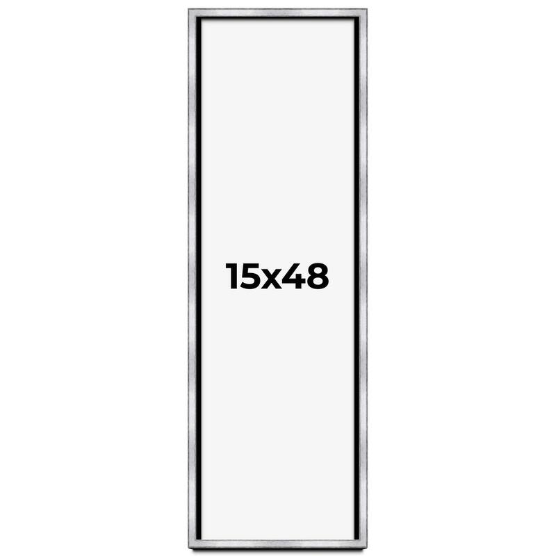 15x48 Shadow Box Frame Silver | 1.375 Inches Deep Real Wood