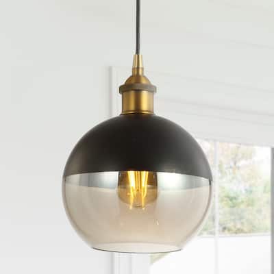 Goldwater 7.5" Adjustable Drop Globe Metal/Glass LED Pendant, by JONATHAN Y