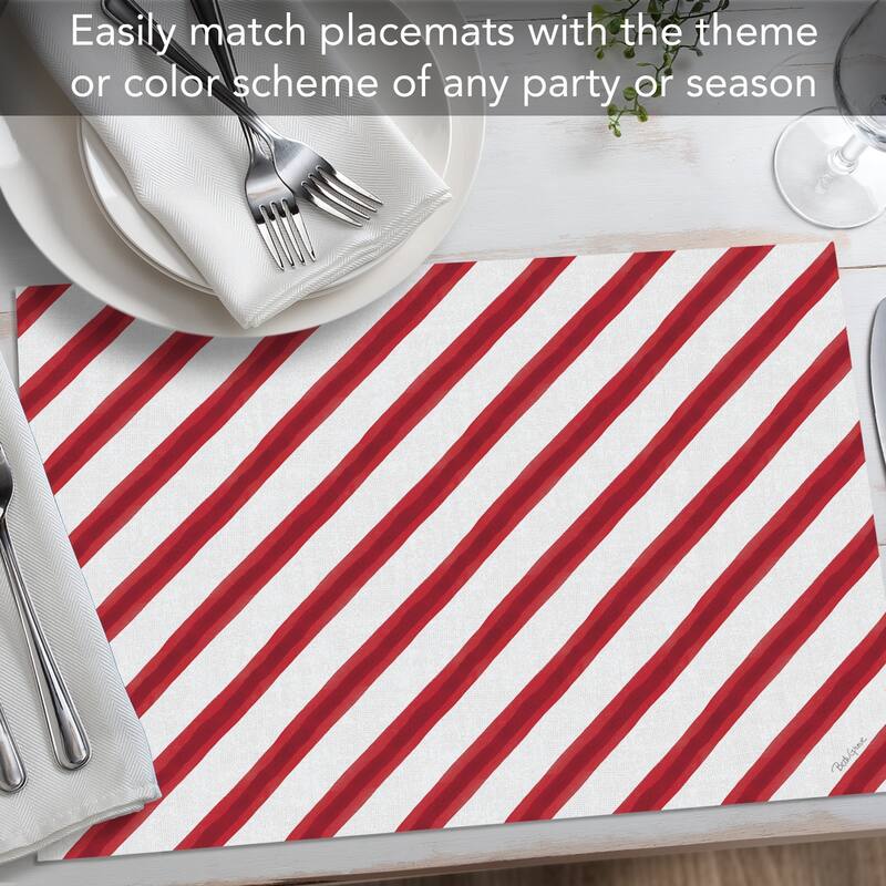 Holiday Stripe 24 Sheet Reusable Premium Paper Stock Placemats in Resealable Storage Bag Made in The USA 17" x 11"