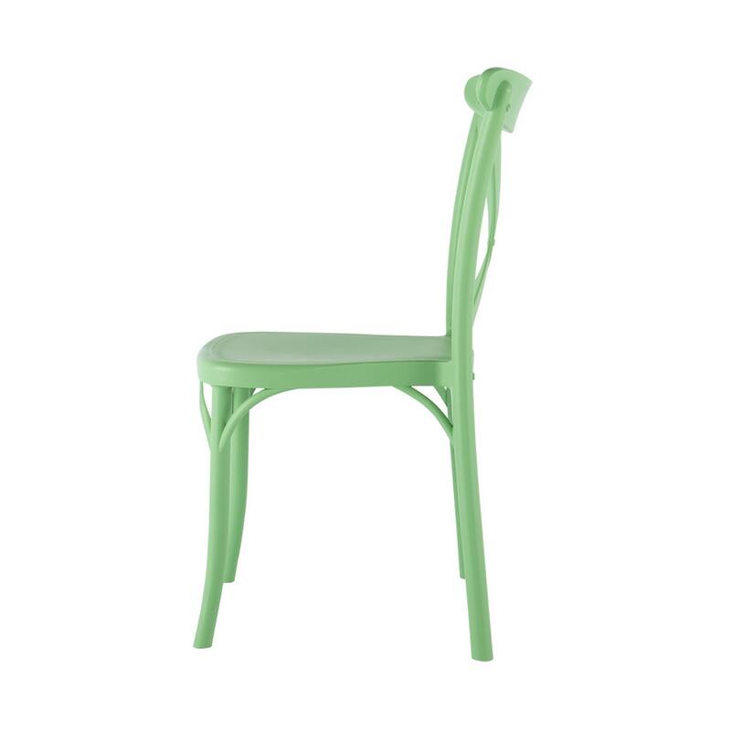HomeRoots Set of Two Green Heavy Duty Plastic Outdoor Stacking Dining Chairs