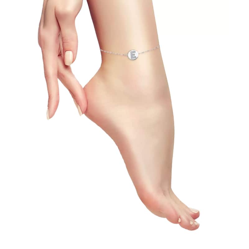 Victoria Townsend .925 Sterling Silver Cubic Zirconia Initial Anklet Bracelet