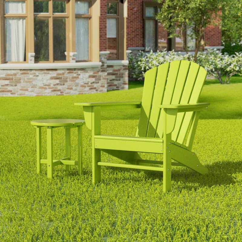 Altura Outdoor Eco-Friendly All Weather Adirondack Chair with Side Table (2-Piece Set) - Lime