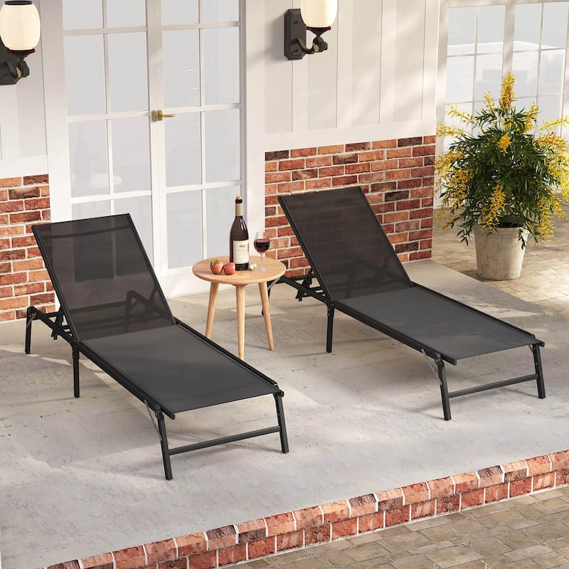 Costway 1/2 PCS Reclining Lounge Chairs Folding Patio Recliner Chair - See Details