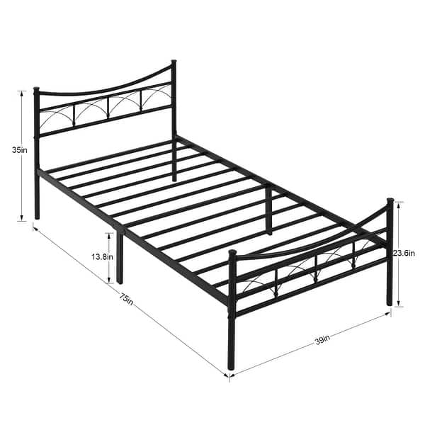 Javlergo Metal Platform Bed Frame with Modern Headboard and Footboard ...