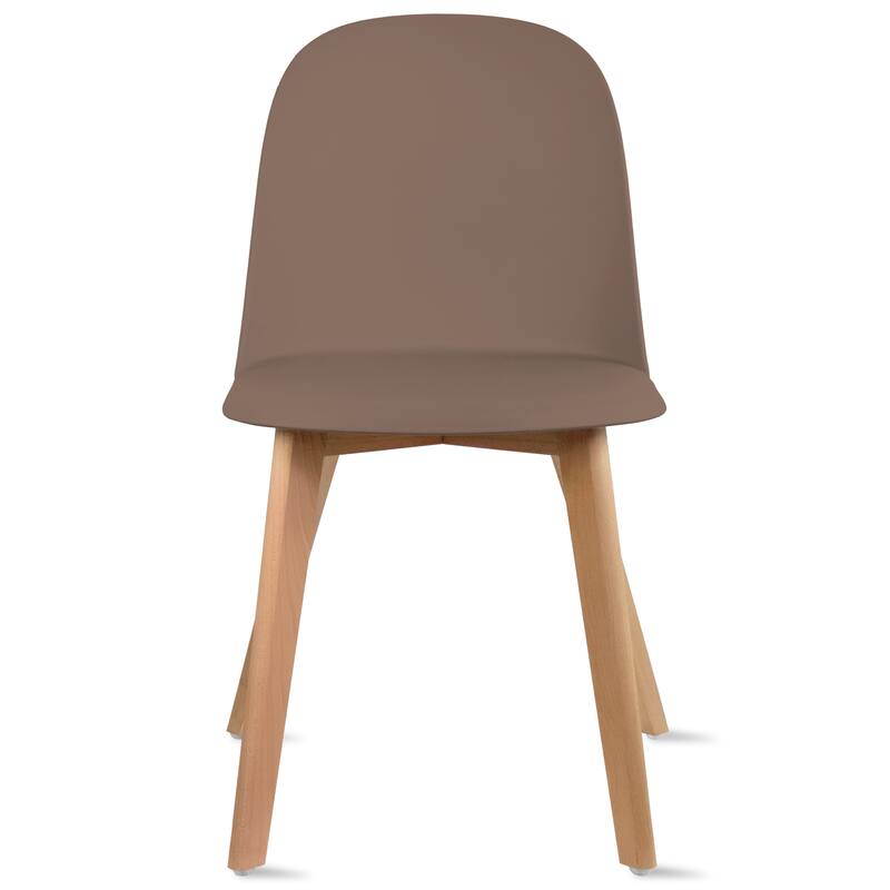 Set of 4 Plastic Dining Side Chair Wood For Event Kitchen Office Event Garden Patio Cafe