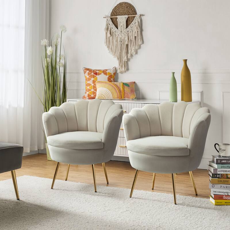 Xabier Cute Modern Upholstered Barrel Chair Accent Chair with Tufted Back Set of 2 by HULALA HOME