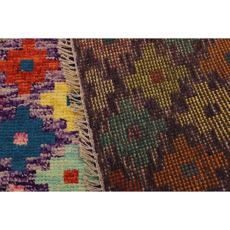 Shabby Chic Balochi Alexander Purple/Rust Hand Knotted Wool Rug - 3'3'' x 5'0''