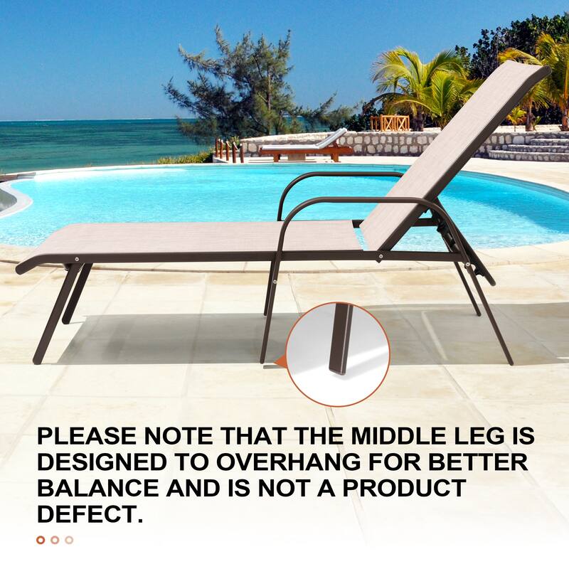 Outdoor Chaise Lounge Set Lounge Chairs with Adjustable Back and Sunbrella Fabric Cushions