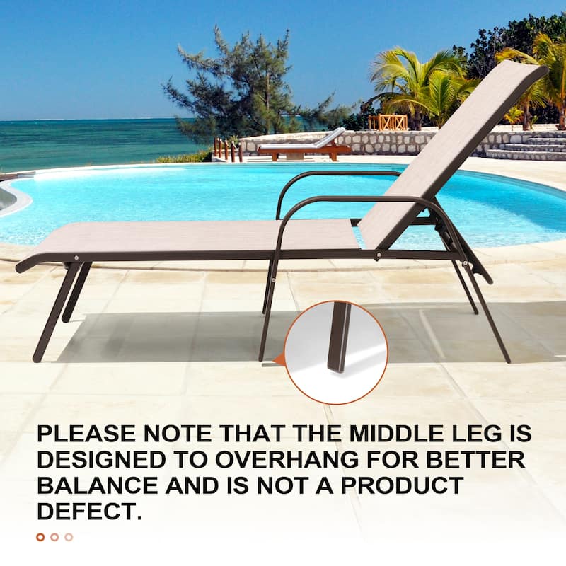 Outdoor Patio Lounger Adjustable Chaise Lounge Chairs with Arms (Set of 2/4)