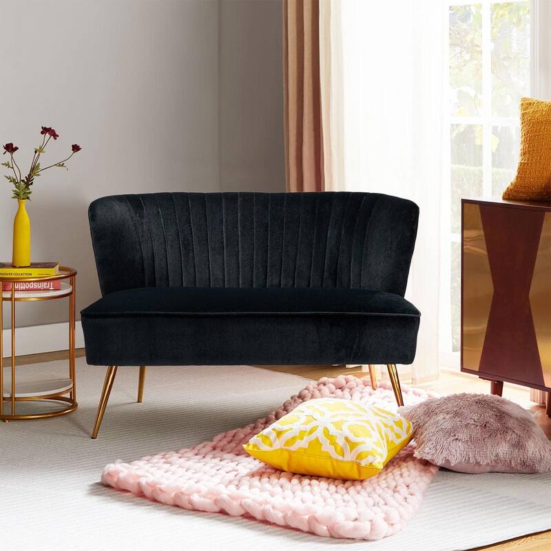 Delicia 3 Piece High-Quality Velvet Fabric Living Room Set with Sturdy Legs by HULALA HOME - BLACK