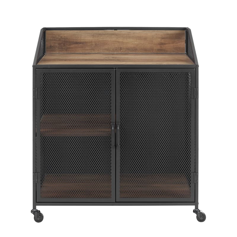 Walker Edison Pierpont Industrial Mesh Bar Cabinet